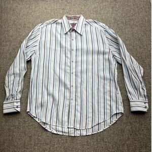 Robert Graham Mens XL Long Sleeve Button Down Shirt Multi Stripe Collared
